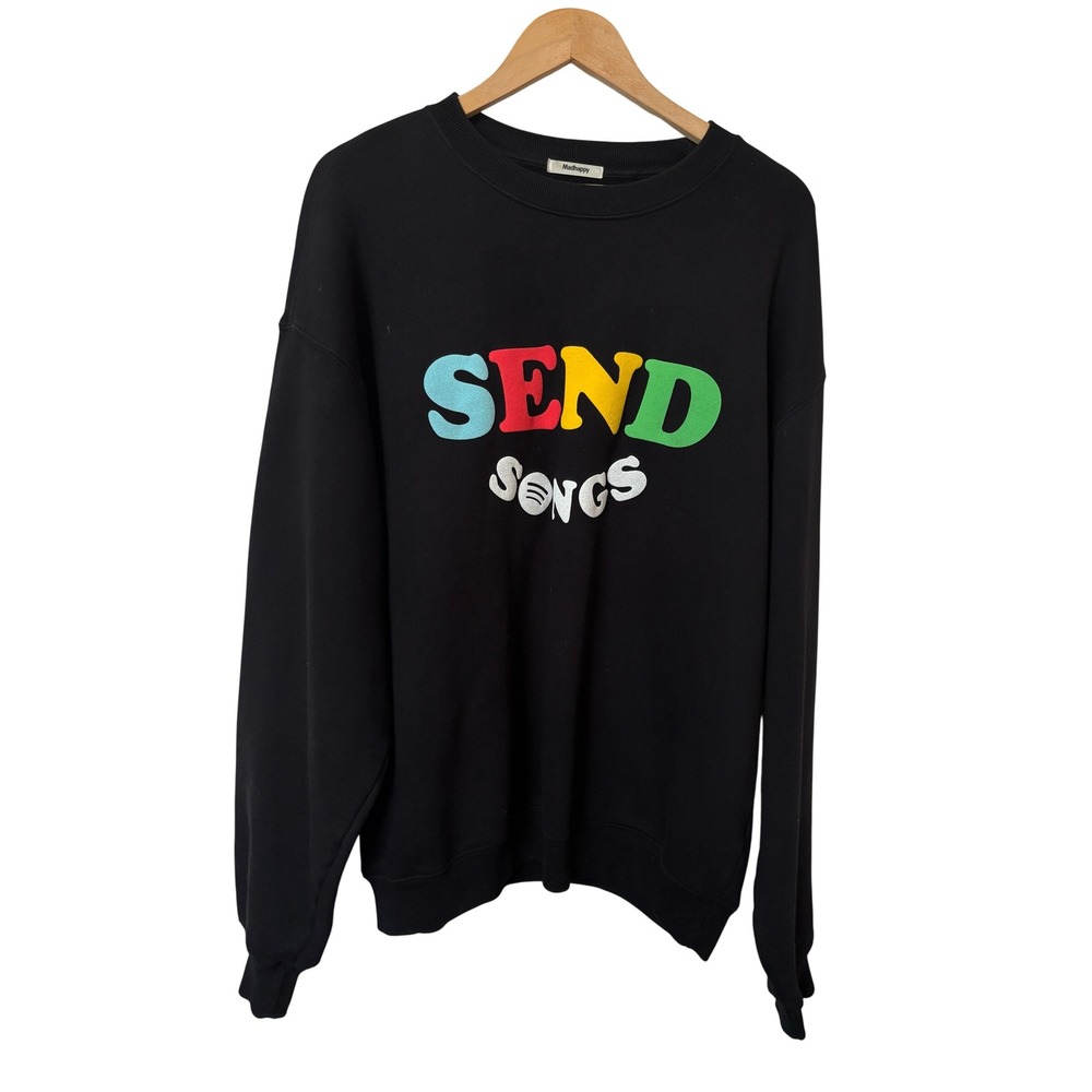 Madhappy Send Songs Black Crewneck Sweatshirt Spotify Graphic Mens Large L